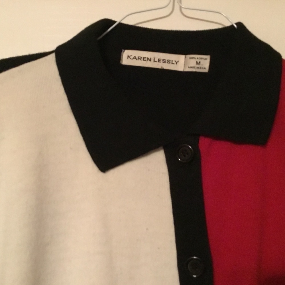 Karen Lessly Cardigan Sweater. Button Up Front Med View 3